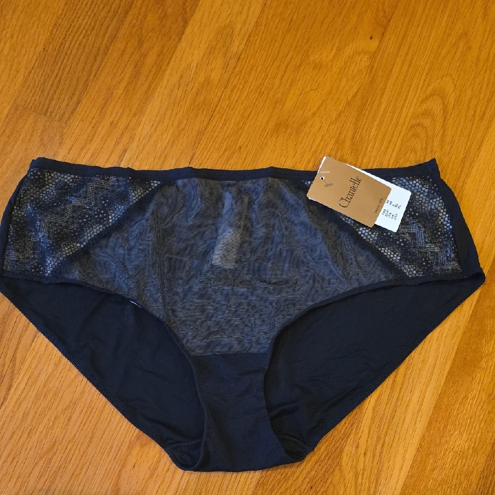 Chantelle Black Sheer Lace Briefs. Size XL